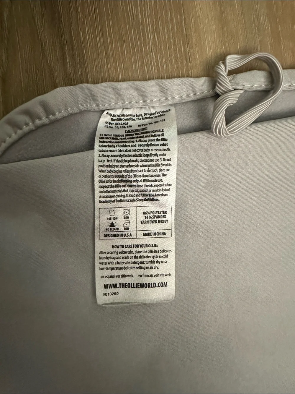 The Ollie Baby Swaddle Light Gray Stone One Size